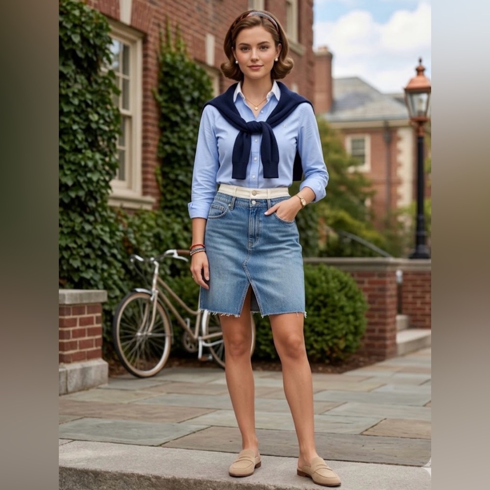 Hudson Lulu Denim Skirt Size 23 Festival Y2K 90’s Retro Artsy Preppy